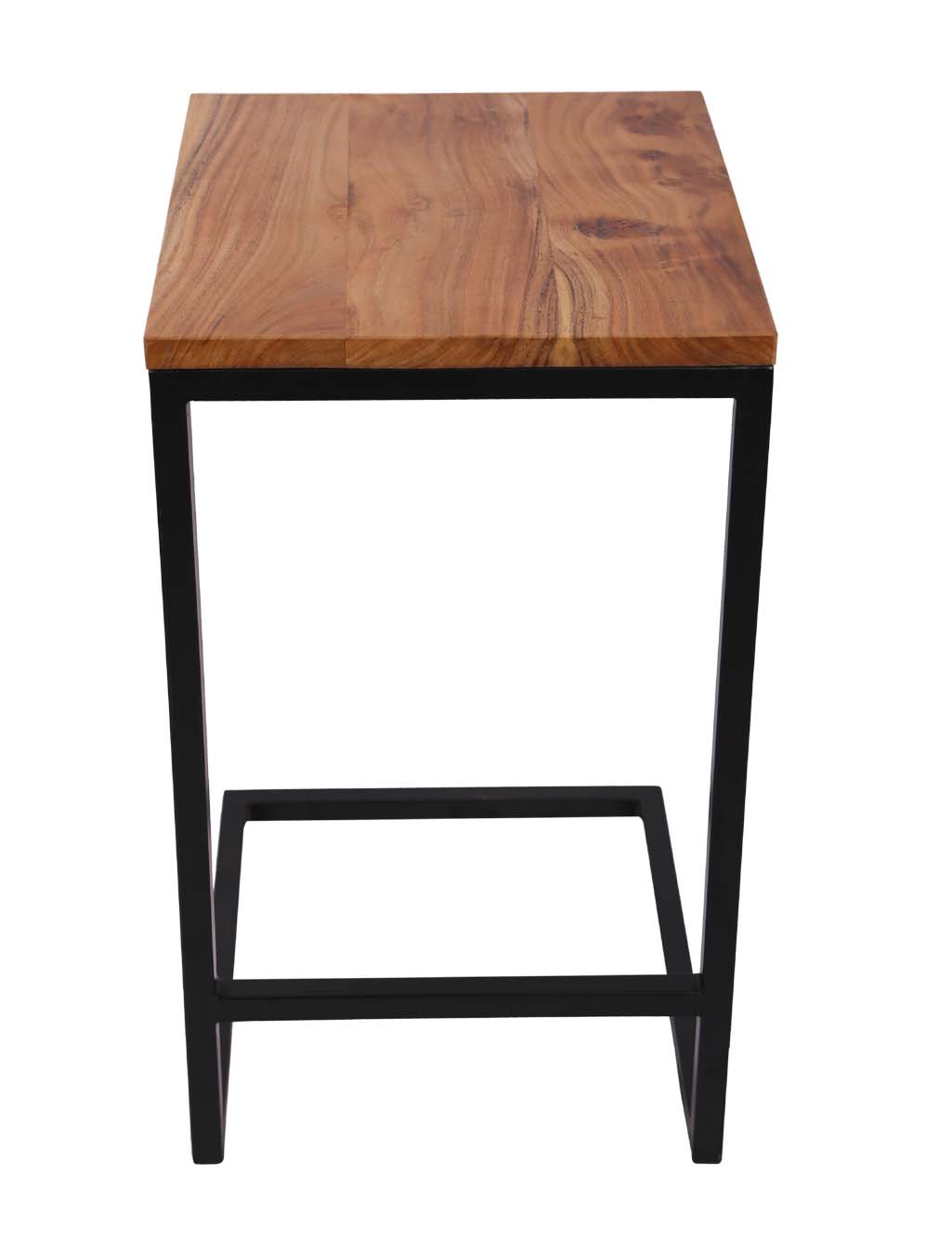 Expertly Crafted Solid Wood Square Side Table | Metal Finish