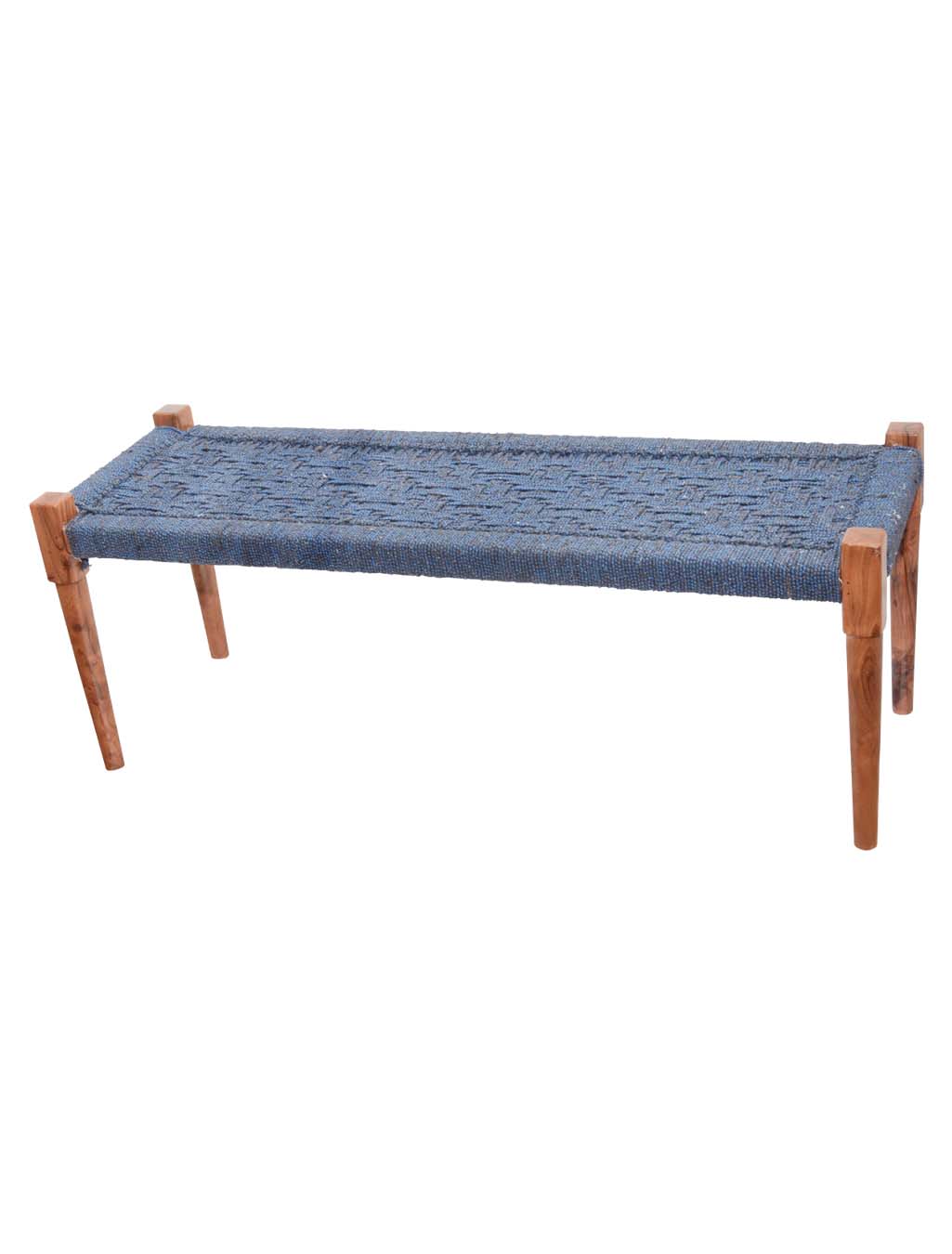 Handwoven Solid Acacia Wood Stool - Rustic 120x40cm Footrest & Seat
