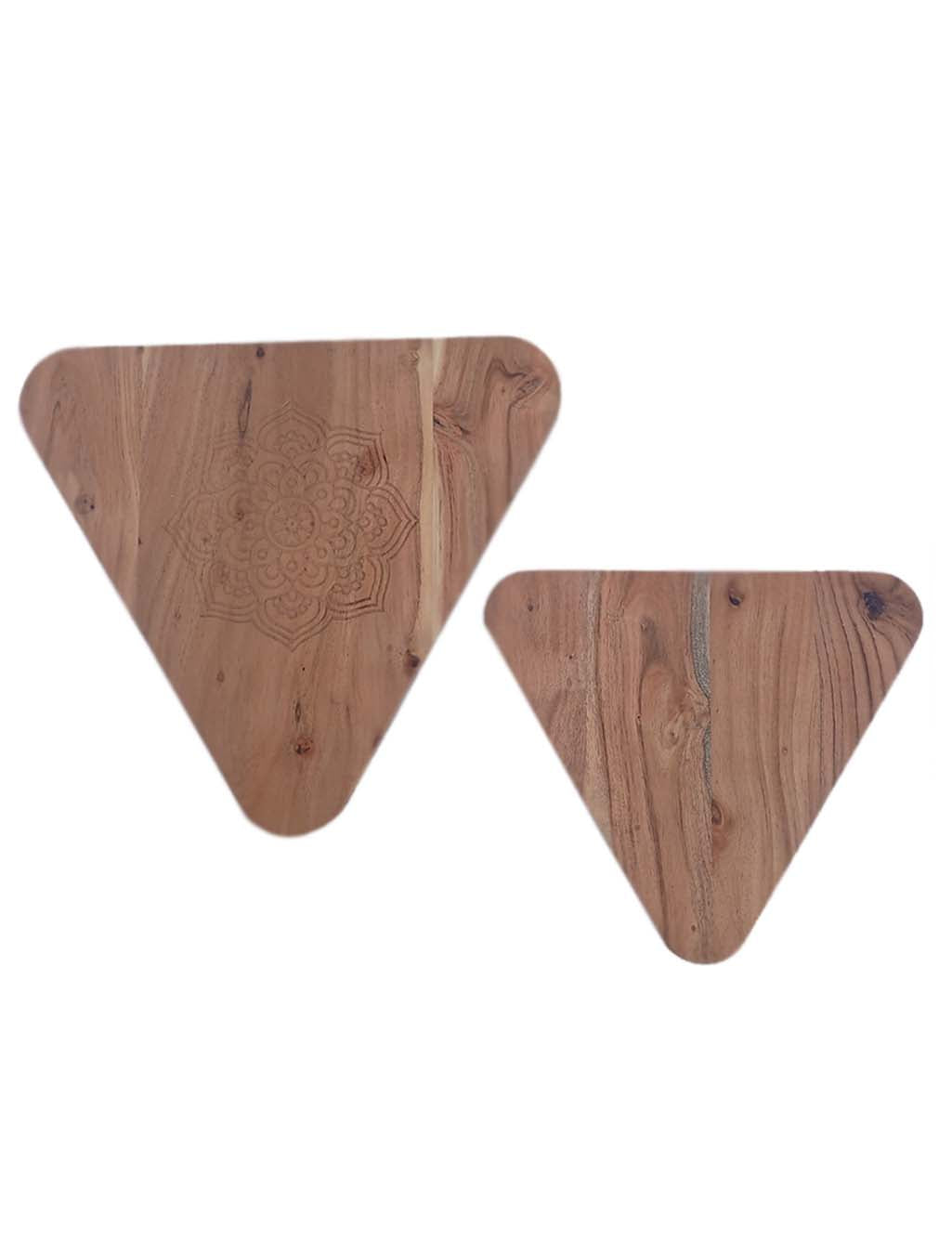 Handmade Acacia Wood Triangle Nesting Tables | Set Of 2