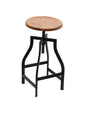 Adjustable Solid Acacia Wood Stool With Metal Pipes | AQ Solid Wood