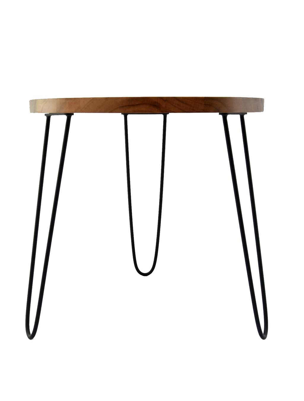 Round Coffee Table with Hairpin Legs - Naturally Seasoned Wood