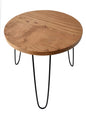 Round Coffee Table with Hairpin Legs - Naturally Seasoned Wood