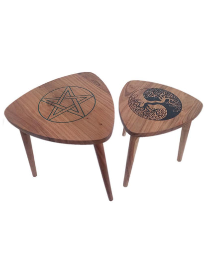 Handmade Oval Shape Acacia Wood Nesting Tables | AQ Solid Wood