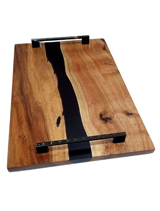 Epoxy Resin Solid Wood Serving Tray Handmade Acacia Wood for Home & Café