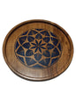 Round Carved Solid Wood Serving Tray – Handmade & Durable | AQ Solid Wood