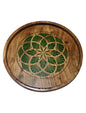 Round Carved Solid Wood Serving Tray – Handmade & Durable | AQ Solid Wood