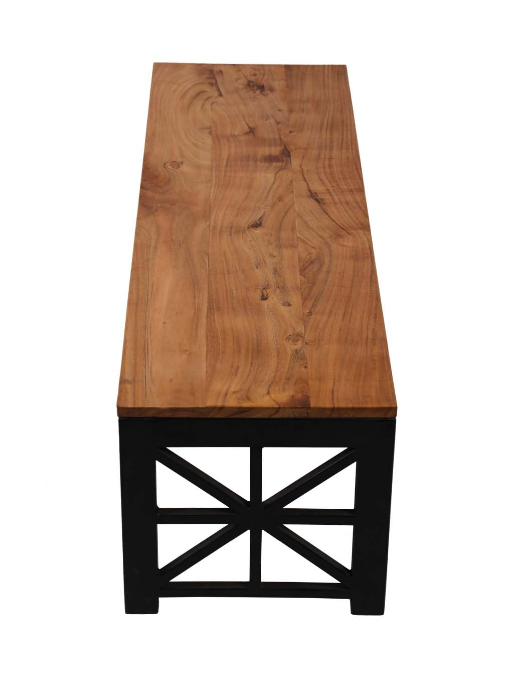 Handmade Acacia Wood Bench with Metal Legs | AQ Solid Wood