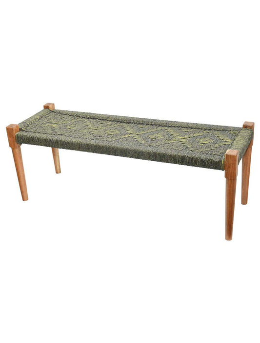 Handwoven Solid Acacia Wood Stool - Rustic 120x40cm Footrest & Seat