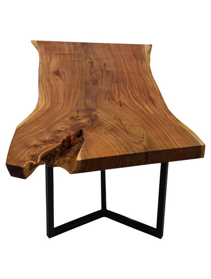 Live Edge Solid Wood Coffee Table with Metal Base