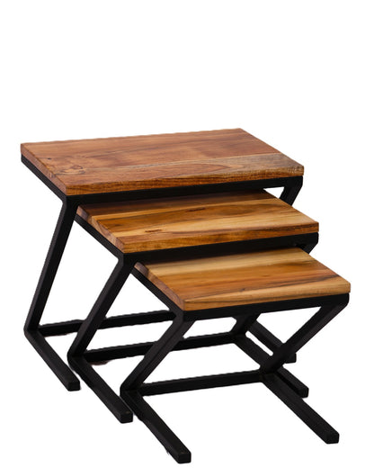Z Shape Solid Wood Nesting Tables (3 Pieces)– Smart Space, Modern Style