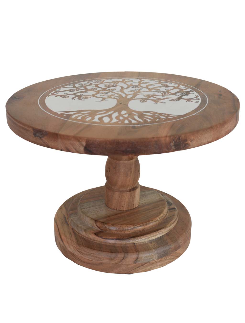 Naturally Seasoned Solid Wood Round Corner Plant Stand