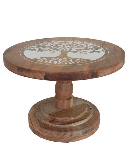 Naturally Seasoned Solid Wood Round Corner Plant Stand