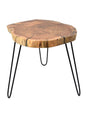 Naturally Seasoned Solid Wood Live Edge Side Table with Hairpin Legs