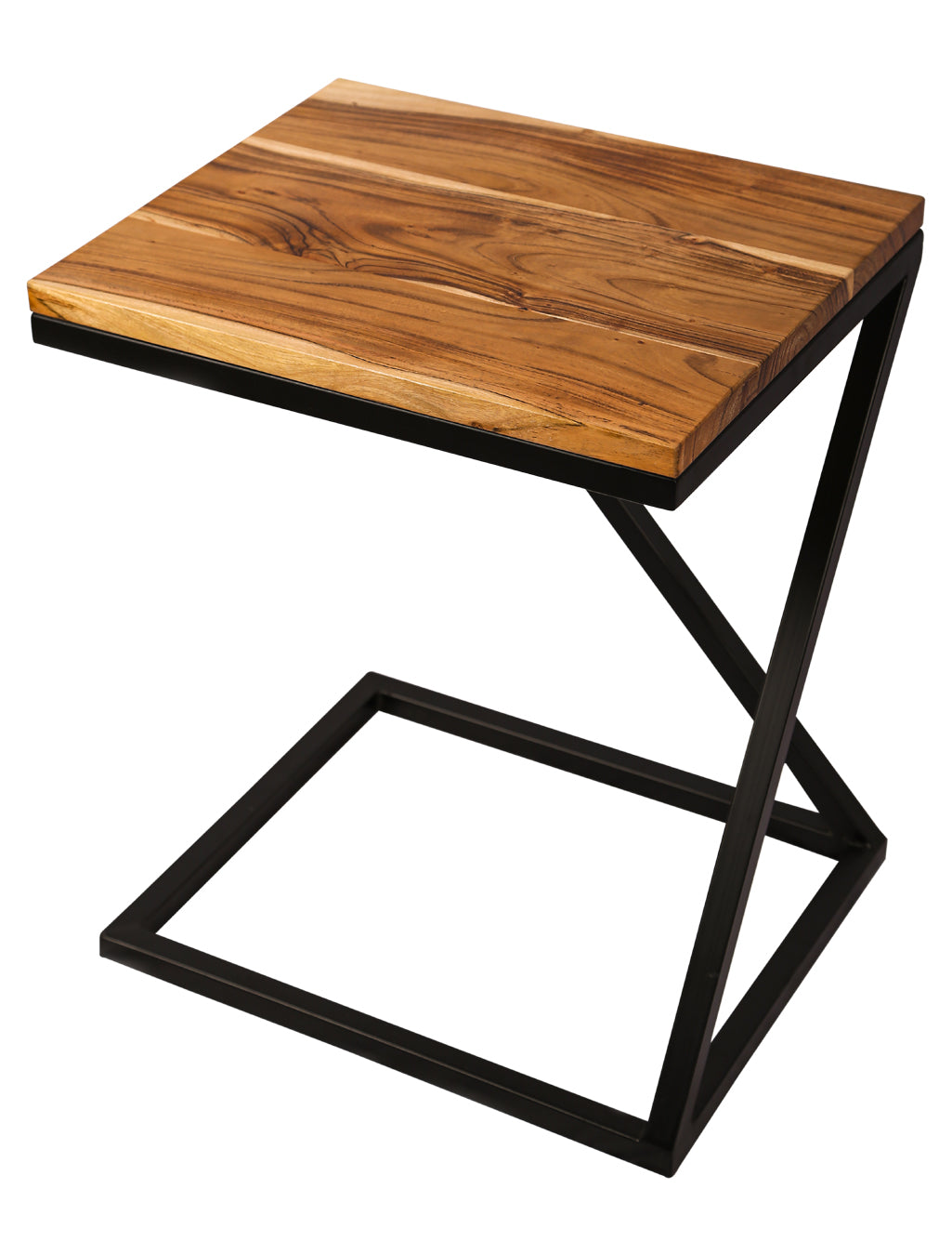 Rectangle solid wood Side Table with metal legs | AQ Solid Wood