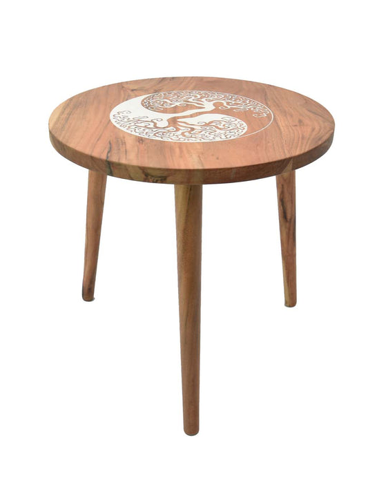 Handcrafted Solid Wood Side Table | Elegant Cone-Shaped Legs
