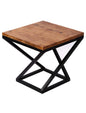 Solid Wood Center Table with Metal Z Shape Base Legs