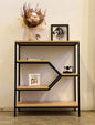 Solid Wood Console Table Book Shelf Design With Metal Pipe