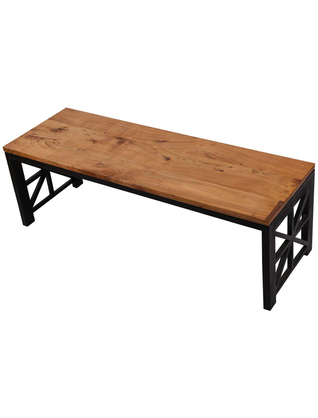 Handmade Acacia Wood Bench with Metal Legs | AQ Solid Wood