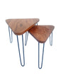 Solid Wood Triangle Shape Nesting Tables with Hairpin Legs – Set of 2