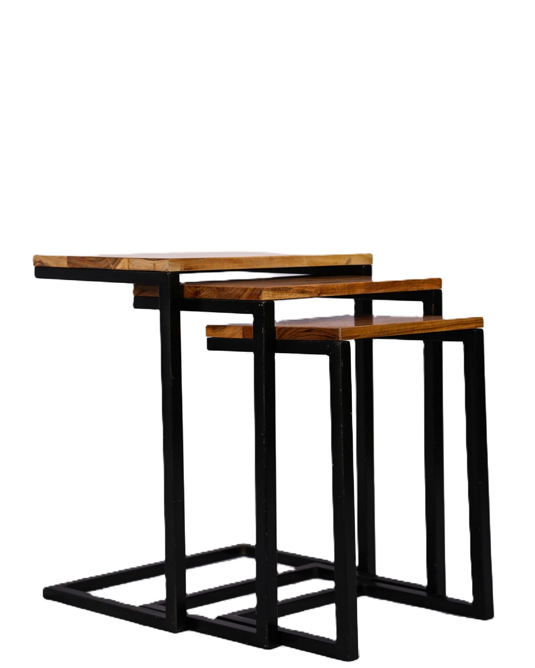 U Shape Solid Wood Nesting Tables (3 Pieces) | Space-Saving Furniture