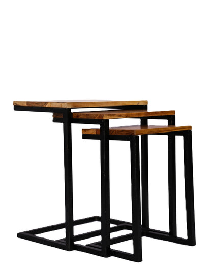 U Shape Solid Wood Nesting Tables (3 Pieces) | Space-Saving Furniture