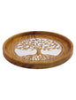 Round Carved Solid Wood Serving Tray – Handmade & Durable | AQ Solid Wood