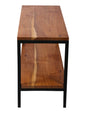 Solid Acacia Wood 2-Step Console Table with Metal Pipes