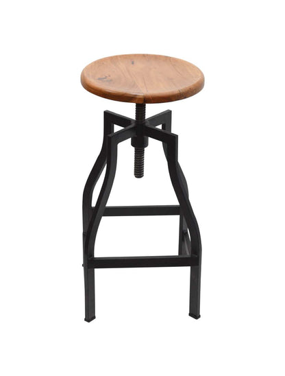 Adjustable Solid Acacia Wood Stool With Metal Pipes | AQ Solid Wood